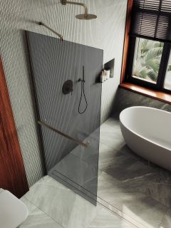 Душевая перегородка MaybahGlass MGD-729-2ш 79см бронза